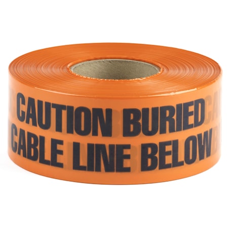 Dottie Underground Warning Tape, Caution Buried Cable Line Below, Orange, Polyethylene UT43D